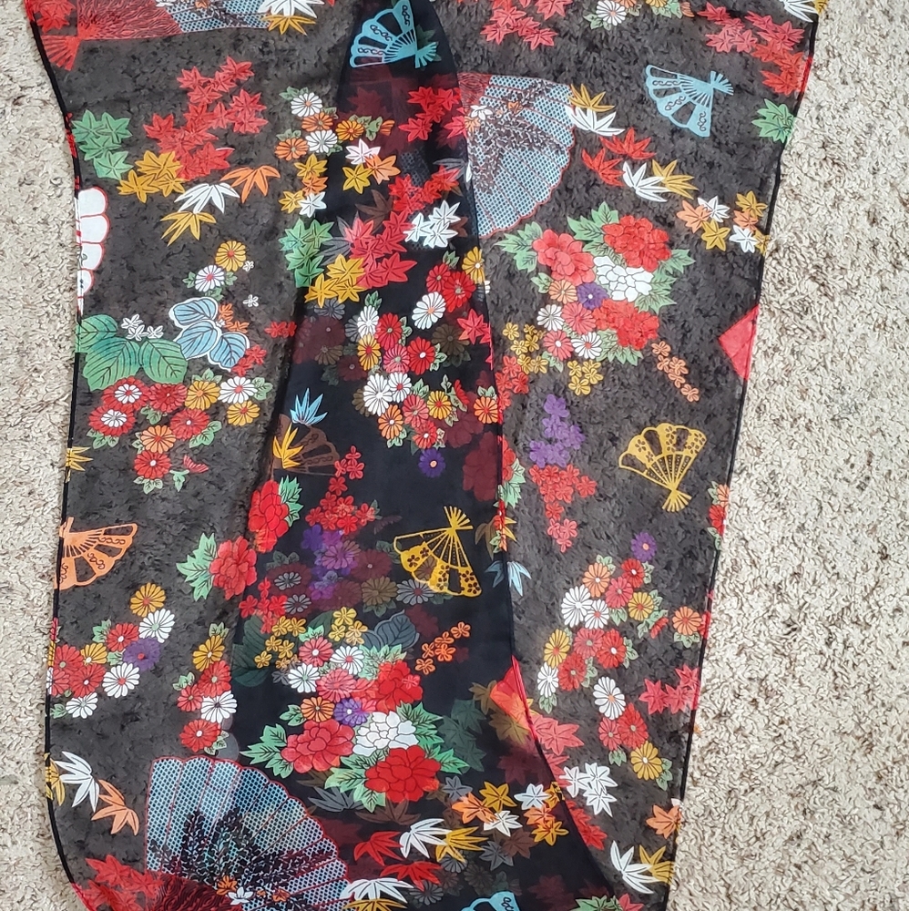 Vtg Bajara silk scarf floral